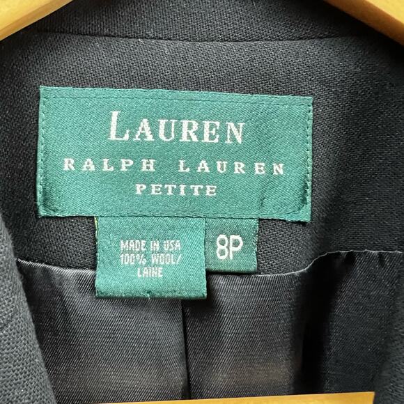 Vintage Lauren Ralph Lauren Petite Womens 2 Buttons Blazer Size 8P 100% Wool - Picture 6 of 9